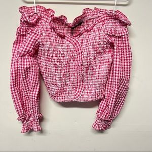 Zara checkered top small red white